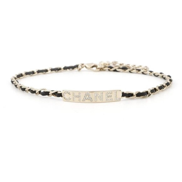 CHANEL With logo Chain choker Gold Plated/Leather Black - Picture 10 of 11